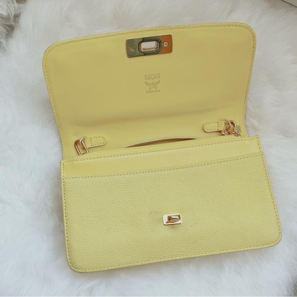 MCM yellow crossbody mini bag with cardholder slots WOC - Picture 3 of 5